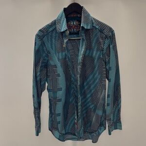 Robert Graham Blue and Black Abstract Shirt